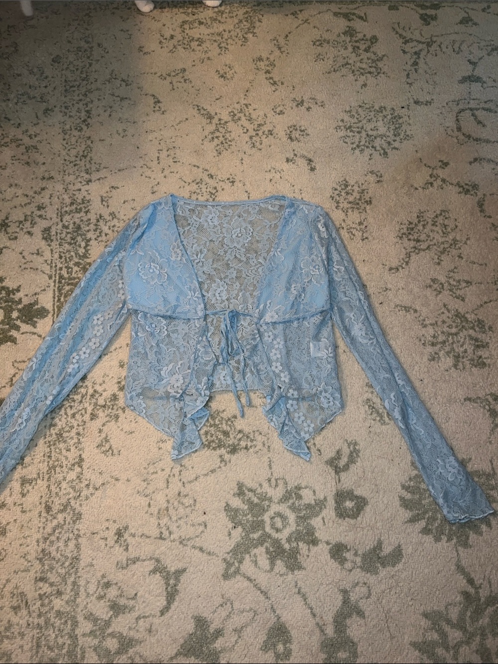 Amazon Light Blue Lace Tie-Front Camisole Overlay